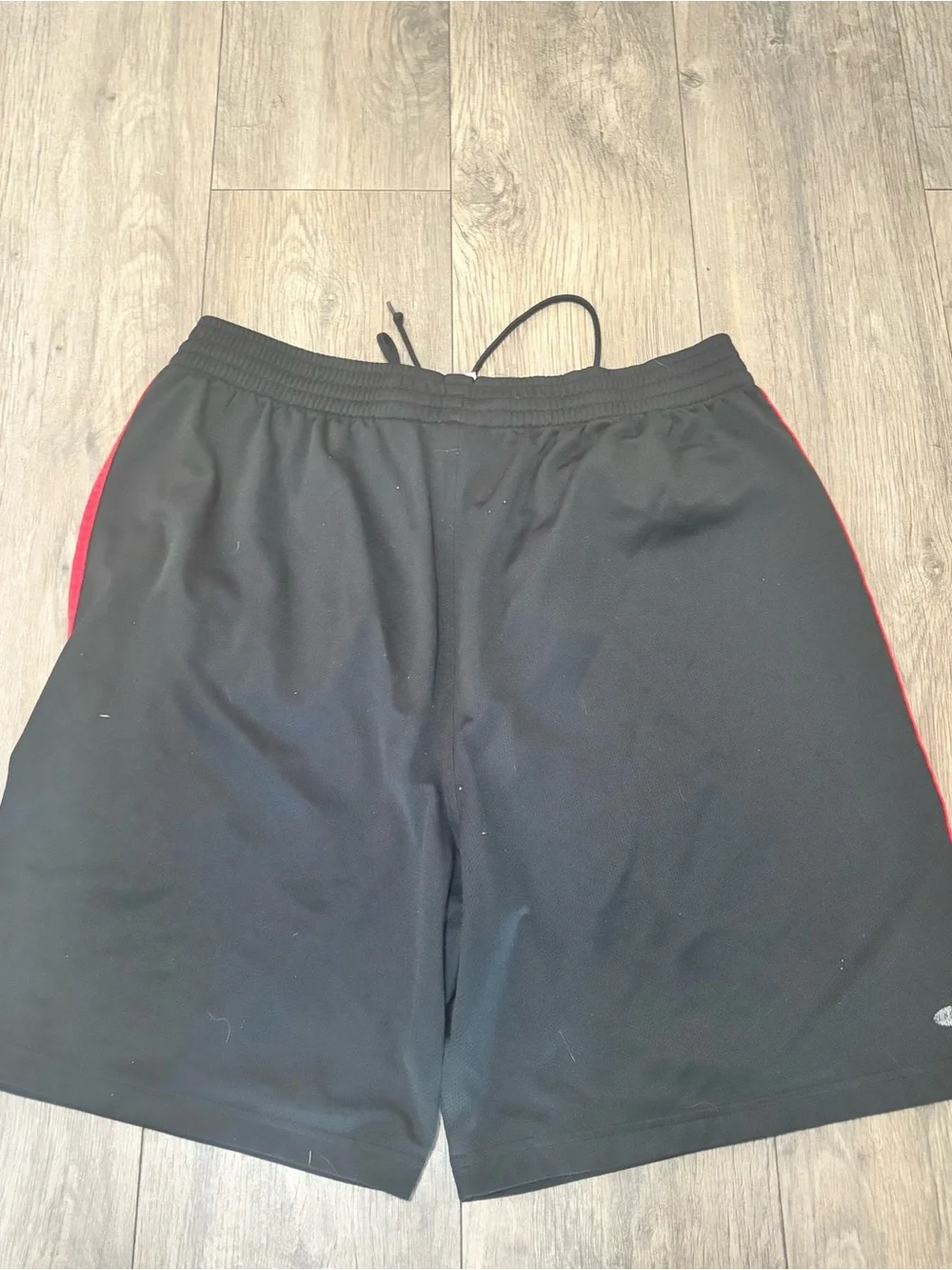 adidas Men's Black Athletic Shorts with Red Stripes